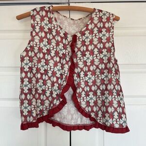 Sleeveless Red Patterned Women's Top